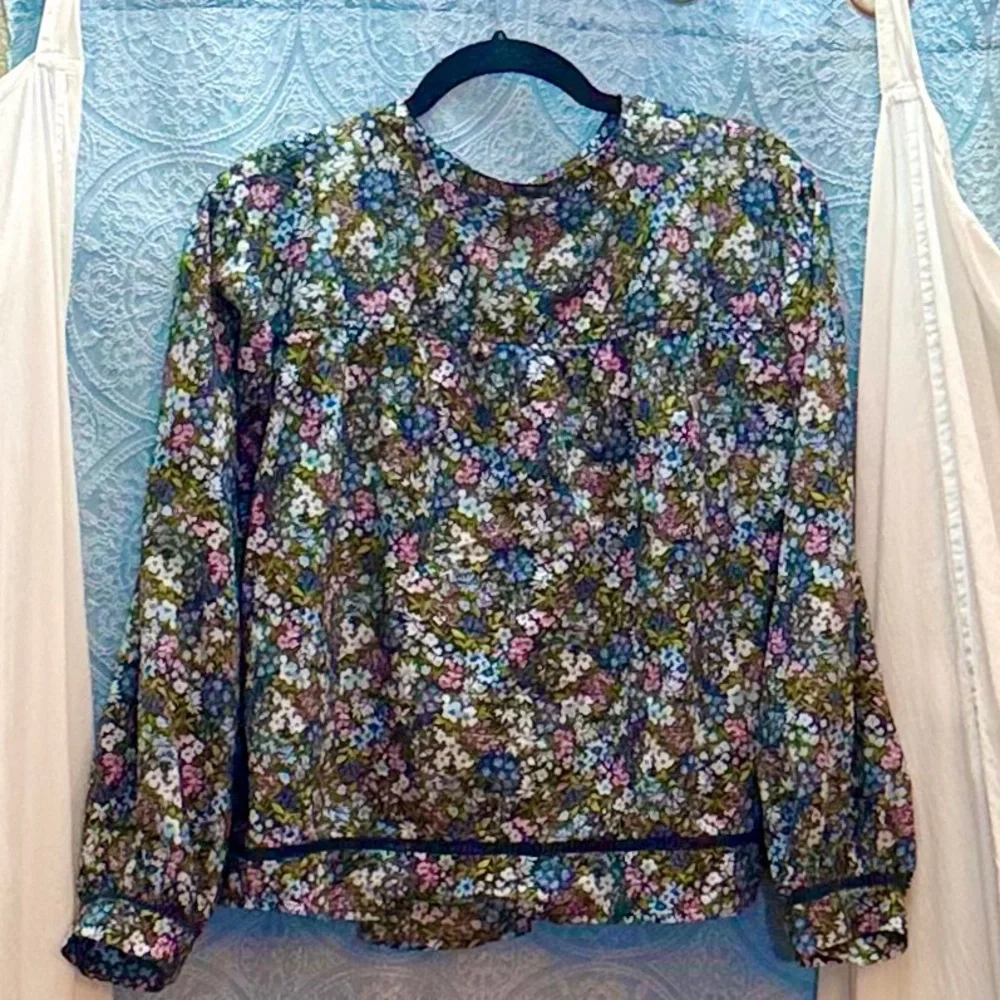 Old Navy Floral Cotton Pintuck Blouse Sz 2X - Picture 8 of 9